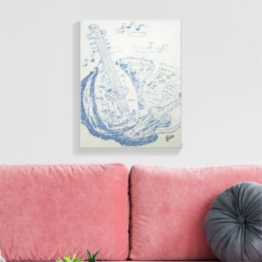 Tekening : Griekse instrumenten Canvas Afdruk (Insitu (Woonkamer))