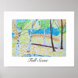 Tekening Herfst Scene Poster