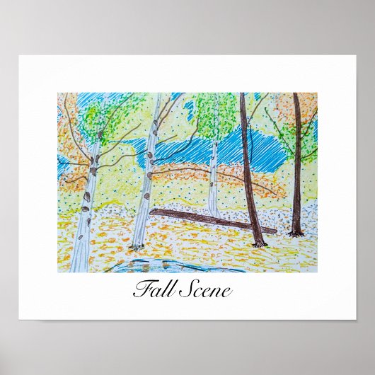 Tekening Herfst Scene Poster