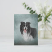 Tekening Hondenras Border Collie Briefkaart (Staand voorkant)
