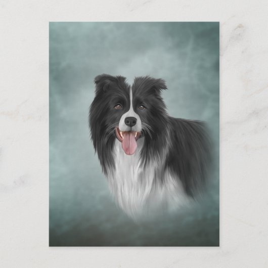 Tekening Hondenras Border Collie Briefkaart (Voorkant)