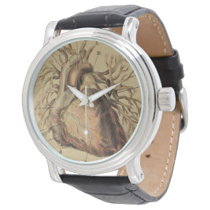 Tekening illustratie anatomisch hart horloge