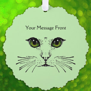 Tekening in Zwart Kattengezicht Lange Whiskers Gro Ornament Kaart