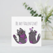 Tekening Kat Harten Valentijnsdag Kaart (Staand voorkant)