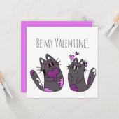 Tekening Kat Harten Valentijnsdag Kaart (Voorkant / Achterkant in situ)