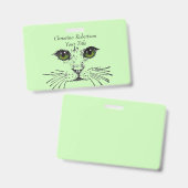 Tekening Kattengezicht Heldere Ogen Lichtgroen Badge (Front & Back)