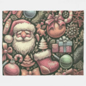 Tekening Kerstmis Motieven Groen Fleece Deken (Voorkant (Horizontaal))