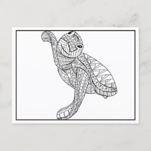Tekening kleine Zeeen schildpad Briefkaart