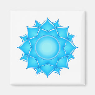 Tekening met blauw glas Lotus-ventilator Magneet