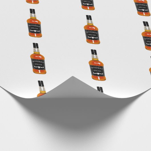 Tekening met flesje met whiskey geïsoleerd op witt cadeaupapier (Hoek)