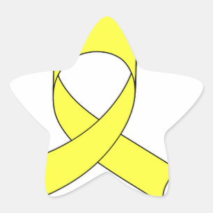 Tekening met gele lint ster sticker