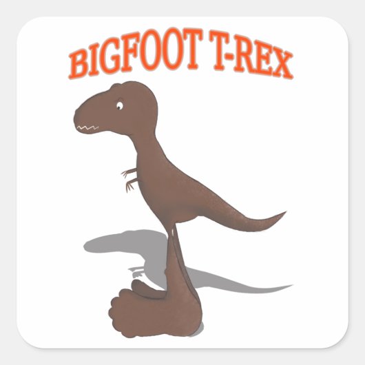 Tekening met voet T-Rex Vierkante Sticker (Voorkant)
