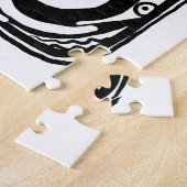 Tekening met zwarte en witte flens legpuzzel (Zijkant)