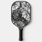 Tekening met zwarte en witte flens pickleball paddle (Achterkant)
