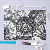 Tekening met zwarte en witte flens tissuepapier (Craft)