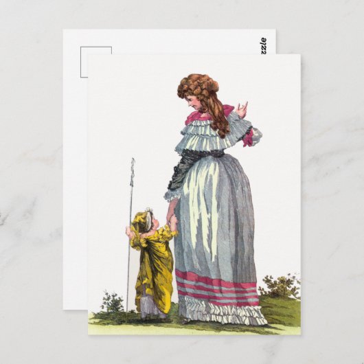 Tekening Mode moeder en kind  Regency Briefkaart (Voorkant / Achterkant)