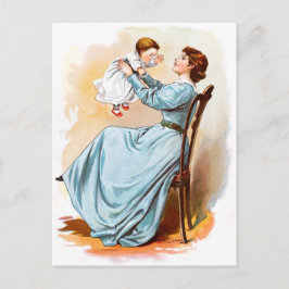 tekening: Moeder met baby Girl Briefkaart