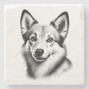 Tekening Noorse Lundehund Stenen Onderzetter