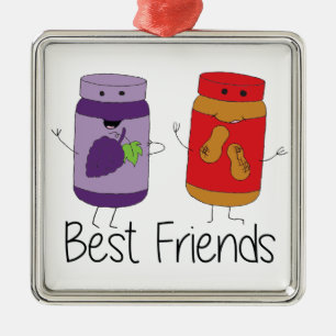Tekening PB en J Best Friends Pb en J BFF Metalen Ornament
