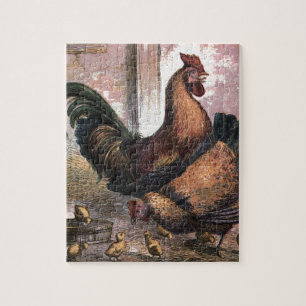 tekening: Rooster en Hen Legpuzzel