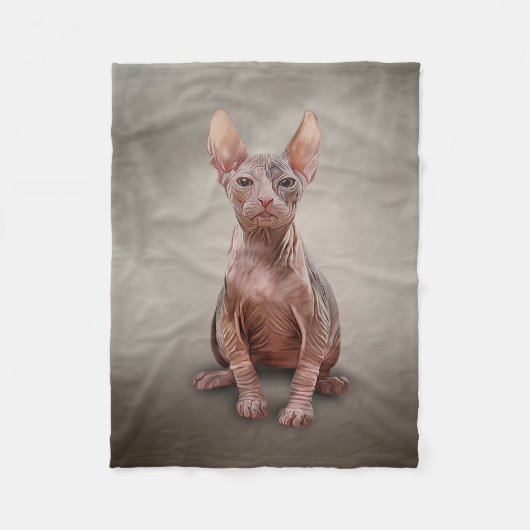 Tekening Sphynx kitten Fleece Deken (Voorkant)