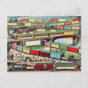 Tekening treinstation briefkaart