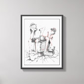 Tekening, twee clowns bewaken T.N.T Canvas Afdruk (Voorkant)