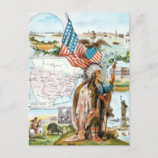 tekening: US Collage Briefkaart (Voorkant)