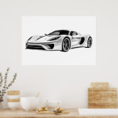 Tekening van auto's II Poster (Keuken)