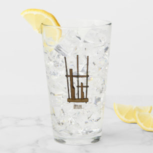 Tekening van de angklung-cartoon glas