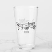 Tekening van de cartoon van bruiloft en vervoer glas (Achterkant)