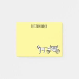 Tekening van de cartoon van bruiloft en vervoer post-it® notes