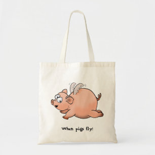 tekening van de cartoon van een varken met vleugel tote bag