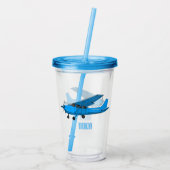 Tekening van de cartoon van vast vliegtuig acryl drinkbeker (Achterkant)