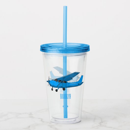 Tekening van de cartoon van vast vliegtuig acryl drinkbeker (Voorkant)