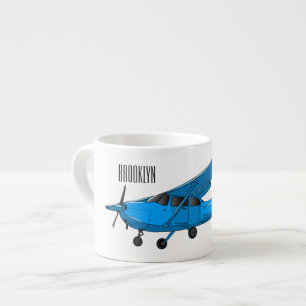 Tekening van de cartoon van vast vliegtuig espresso kop