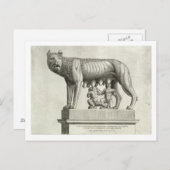 Tekening van de Etruscan bronze van de she-wolf Briefkaart (Voorkant / Achterkant)