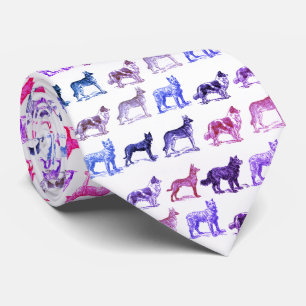 tekening van de hond Paars Blauw Roze Stropdas