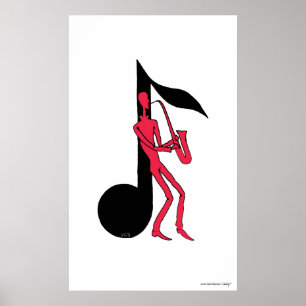 Tekening van de inkt van de saxofone-man-pen poster
