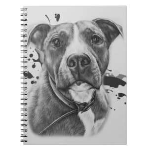 Tekening van de Pitbull Dog Animal Art op verf Notitieboek