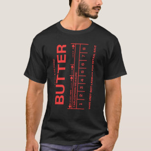 Tekening van de verpakking van de boter t-shirt