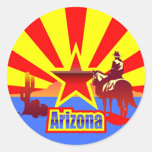 tekening van de vlag van de staat Arizona Ronde Sticker