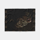 Tekening van de zwarte hond op de mandje fleece deken (Voorkant (Horizontaal))