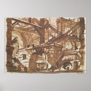 Tekening van een denkbeeldige gevangenis poster