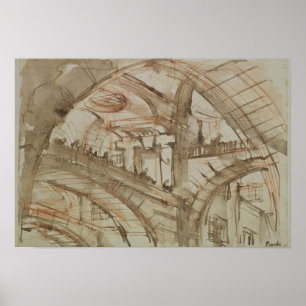 Tekening van een denkbeeldige gevangenis poster