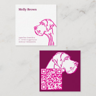 Tekening van een Dog en QR-code Vierkante Visitekaartje