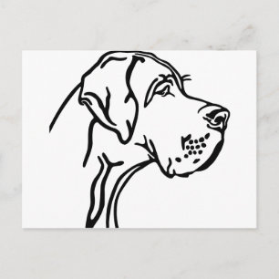 Tekening van een Duitse Dog kop Briefkaart