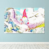  tekening van een gnoom op een sneeuwboom canvas afdruk (Insitu (Houten vloer))