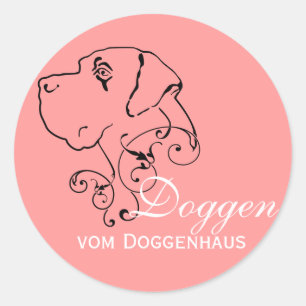 Tekening van een Great Dane kop Ronde Sticker