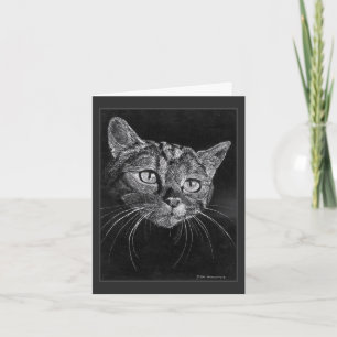 Tekening van een kattengezicht door Mark Edward We Bedankkaart
